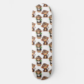 Skateboard Conception de motif singe blanc  (Recto)