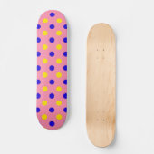 Skateboard Conception de points polka rose bleu jaune (Recto)