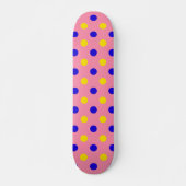 Skateboard Conception de points polka rose bleu jaune (Devant)
