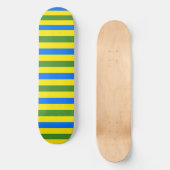 Skateboard Conception de rayures bleues vertes et jaunes (Recto)