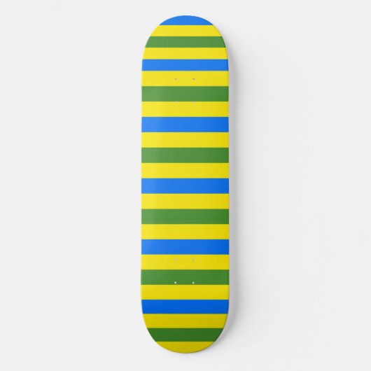 Skateboard Conception de rayures bleues vertes et jaunes (Recto)