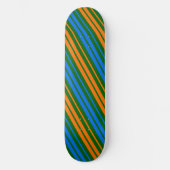 Skateboard Conception de rayures verticales orange vert bleu  (Recto)