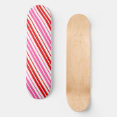 Skateboard Conception de rayures verticales rose blanc rouge (Recto)