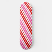 Skateboard Conception de rayures verticales rose blanc rouge (Recto)