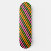 Skateboard Conception de rayures verticales vert orange rose  (Recto)
