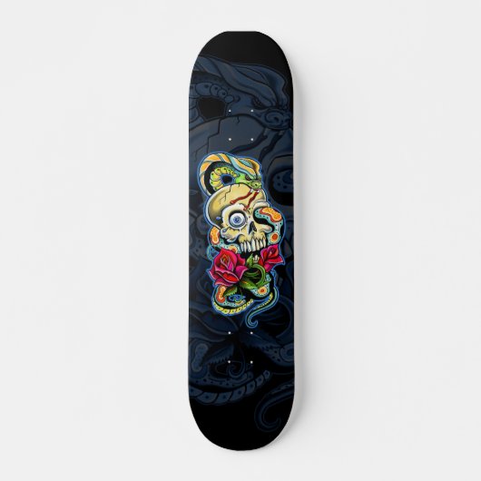 Skateboard Conception de roses de serpent de crâne (Devant)