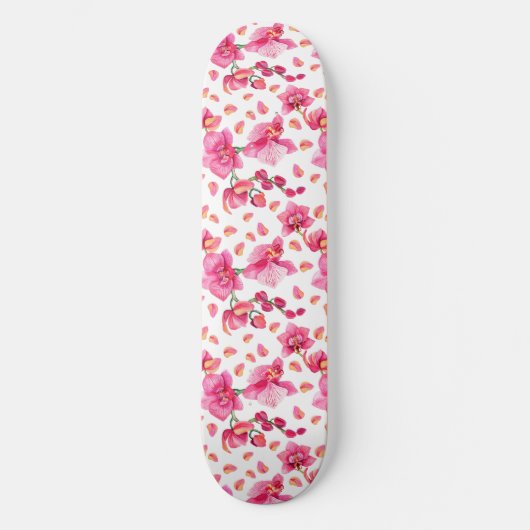 Skateboard Conception d'orchidées à l'aquarelle 2 (Recto)