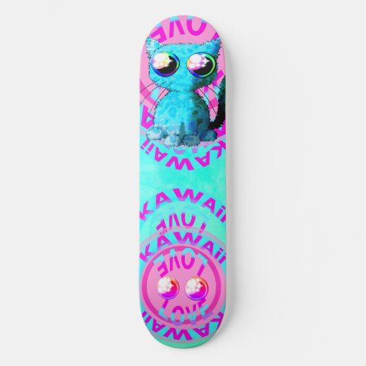Skateboard Conception mignonne d'anime avec le chat et le (Recto)