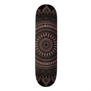 Skateboard Conception rose de mandala d'or de tribal moderne