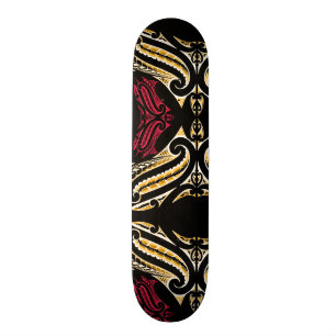 Skateboard Conception traditionnelle maorie de moko en jaune