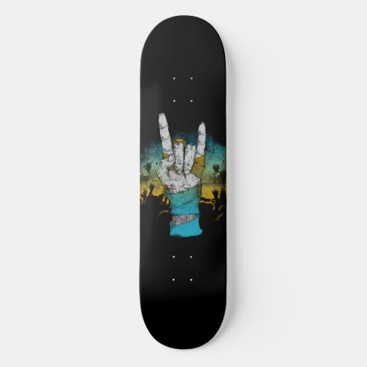 Skateboard Concert de musique Zombie Rock Signe des cornes (Recto)