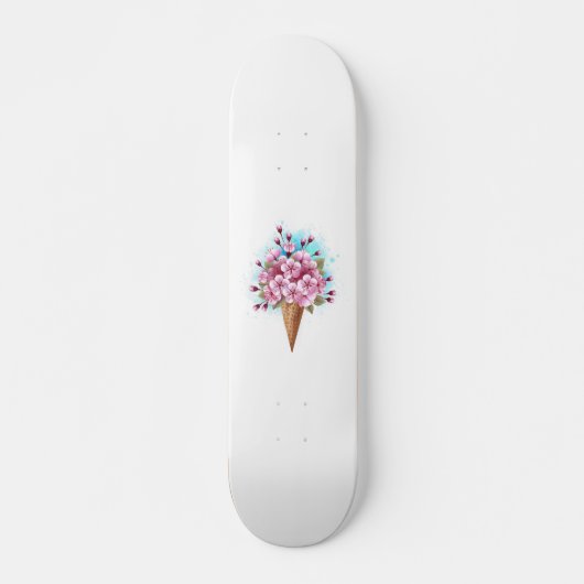 Skateboard Cône rose Sakura crème glacée gaufre (Devant)
