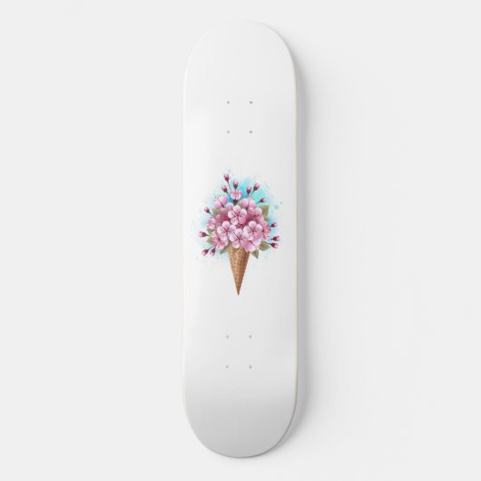 Skateboard Cône rose Sakura crème glacée gaufre (Recto)