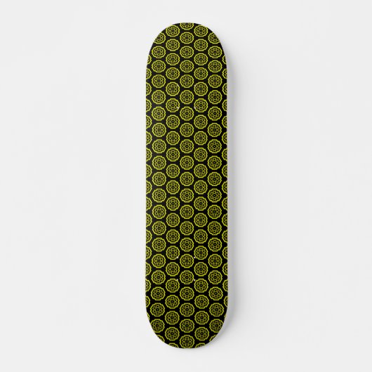 Skateboard Constellation de flocon de neige v1 - Noir et jaun (Devant)
