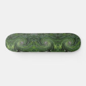 Skateboard Cool Abstrait Retro Chartreuse Green Floral Swirl (Horz)