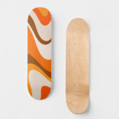 Skateboard Cool Abstrait Rétro Contemporain Wavy Orange (Recto)