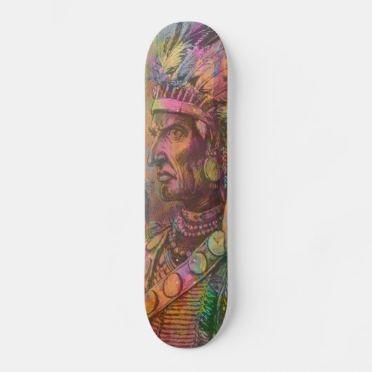 Skateboard Cool antique native amérindienne couleur clipart (Recto)