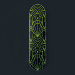 Skateboard Cool Art déco moderne Motif noir<br><div class="desc">Cool moderne Art déco vert Motif noir Skateboard dispose d'un motif d'art déco vert sur un arrière - plan noir. Conçu par ©Evco Studio www.zazzle.com/store/evcostudio</div>