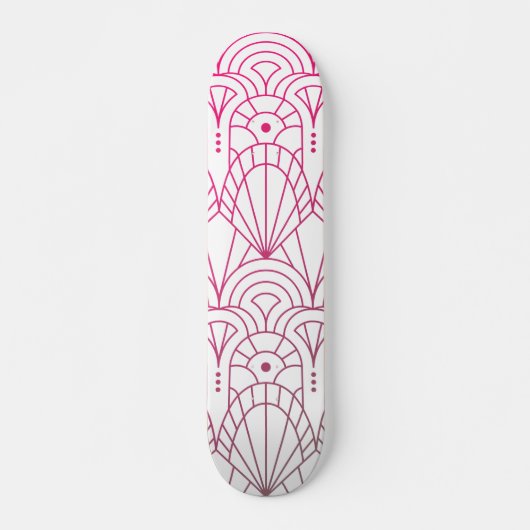 Skateboard Cool Art déco moderne Motif rose blanc (Devant)