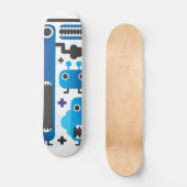 skateboard cool avec graphisme monstre bleu (Recto)