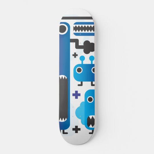 skateboard cool avec graphisme monstre bleu (Recto)