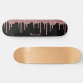 Skateboard Cool Black Rose Rose Parties scintillant or Épercé (Horz)