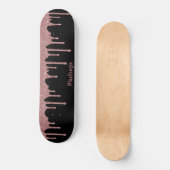 Skateboard Cool Black Rose Rose Parties scintillant or Épercé (Recto)