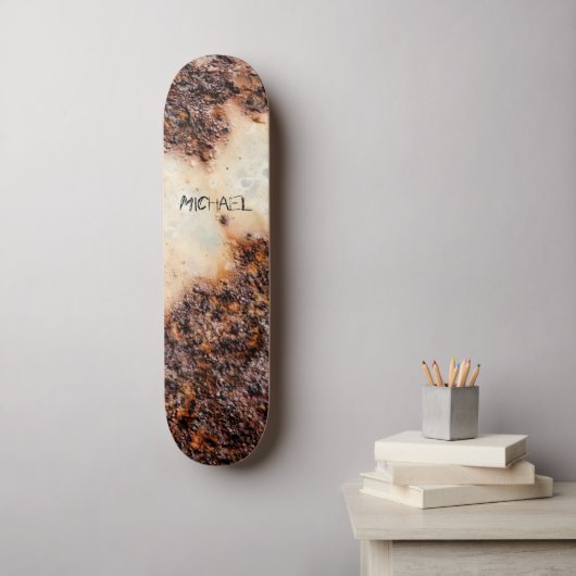 Skateboard Cool brun rouille texture métallique Votre nom (Art mural)
