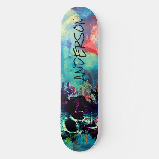 Skateboard Cool Crâne bleu Personnalisé (Recto)