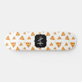 Skateboard Cool et fun pizza tranches motif Monogram blanc (Horz)