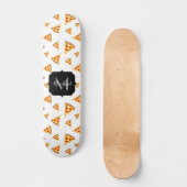 Skateboard Cool et fun pizza tranches motif Monogram blanc (Recto)