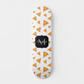 Skateboard Cool et fun pizza tranches motif Monogram blanc (Recto)