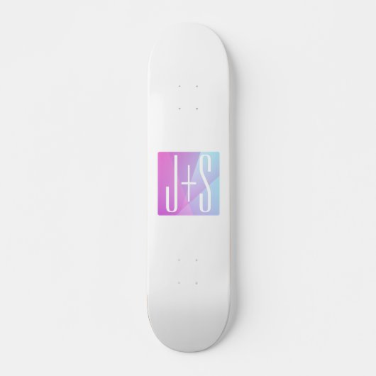 Skateboard Cool Géométrique rose et pourpre | Initiales de co (Devant)
