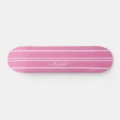 Skateboard Cool Girly Rose White Racing Stripes Monogrammed (Horz)