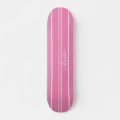Skateboard Cool Girly Rose White Racing Stripes Monogrammed (Devant)