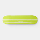 Skateboard Cool Lime Green White Racing Stripes Monogrammé (Horz)