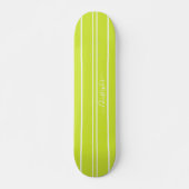 Skateboard Cool Lime Green White Racing Stripes Monogrammé (Devant)