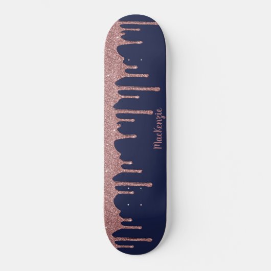 Skateboard Cool Marine Bleu Rose Or Parties scintillant Étinc (Recto)