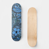 Skateboard Cool Moderne Bleu Abstrait motif floral (Recto)