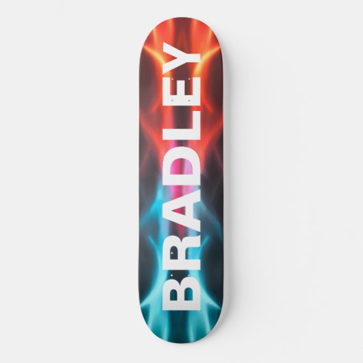 Skateboard Cool Moderne Bleu Rouge Feu tendance Nom personnal (Recto)