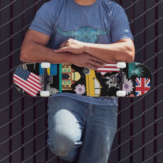 Skateboard Cool moderne tendance motif moderne noir et couleu (Extérieur 3)