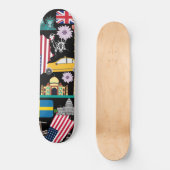 Skateboard Cool moderne tendance motif moderne noir et couleu (Recto)