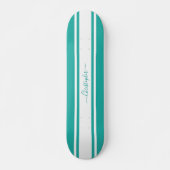 Skateboard Cool moderne Turquoise White Racing rayures Monogr (Devant)