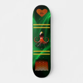 Skateboard Cool Monogramme vert brillant Patinage Octopus (Devant)