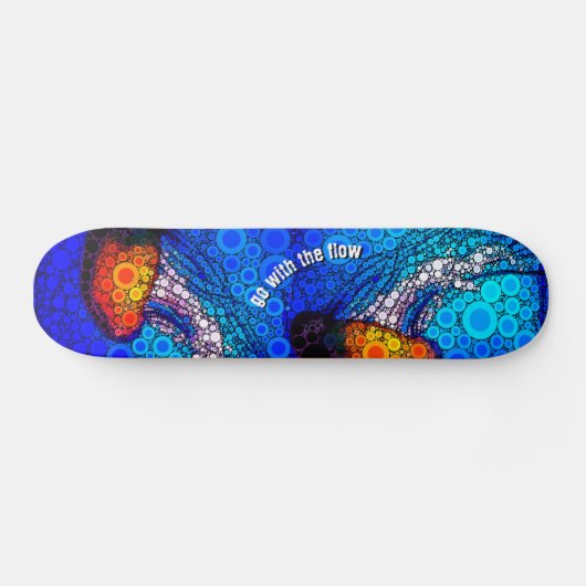Skateboard Cool Orange Jellyfish Bleu Océan, Go with the Flow (Horz)