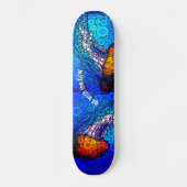 Skateboard Cool Orange Jellyfish Bleu Océan, Go with the Flow (Recto)