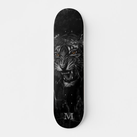 Skateboard Cool Roaring Tiger Marbre noir Arrière - plan  (Devant)