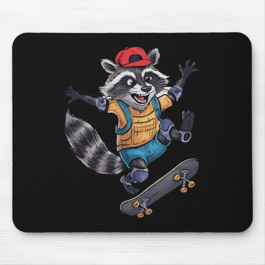 Skateboard Cool Skater Racoon  Muismat (Voorkant)