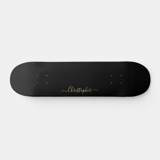 Skateboard Cool Solid Plain Noir Noir Monogrammé Signé (Horz)