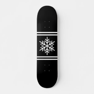 Skateboard Cool Sporty Black White Racing Stripes Snowflake